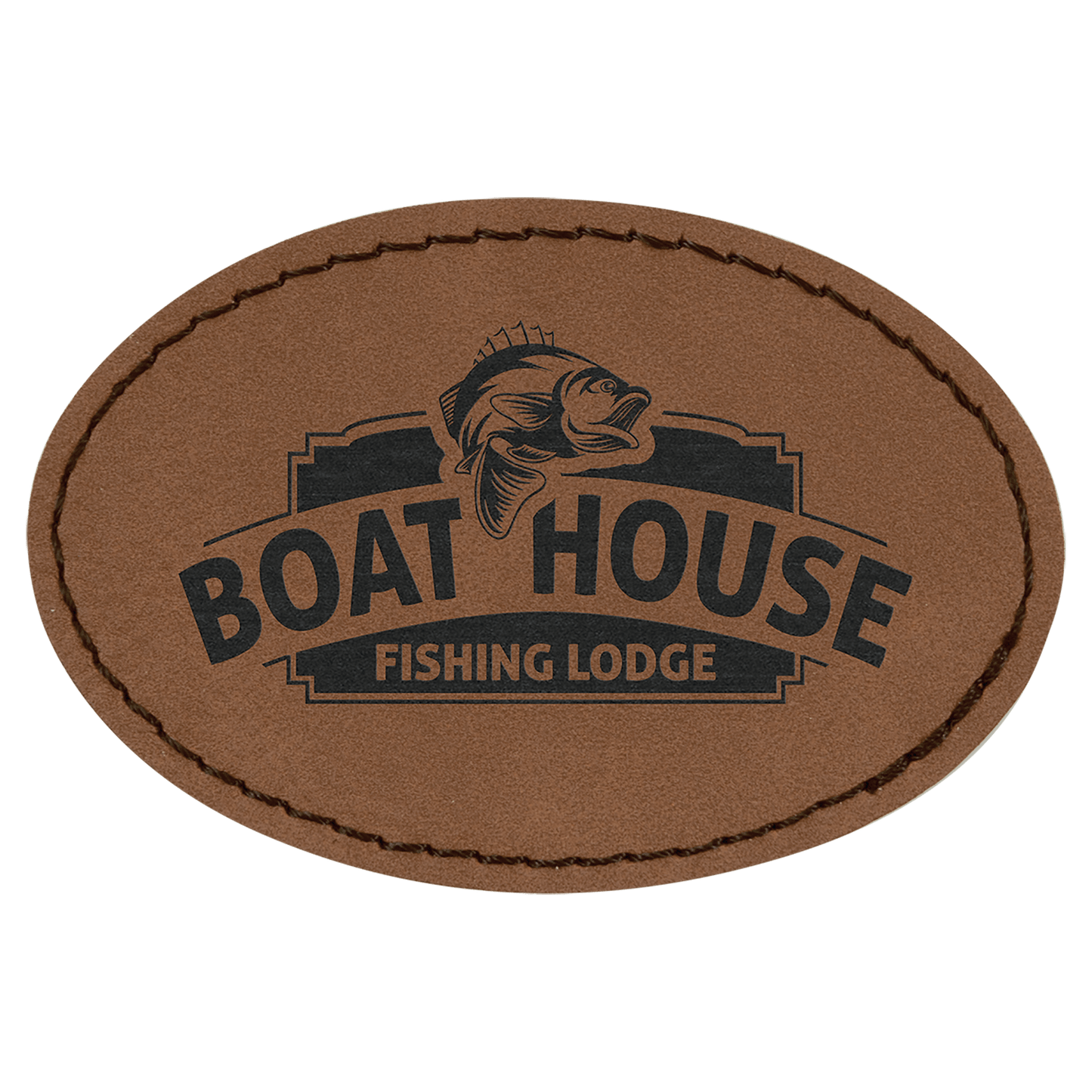 3" x 2" Oval Dark Brown Laserable Leatherette Patch with Adhesive (Sold by Case of 25)
