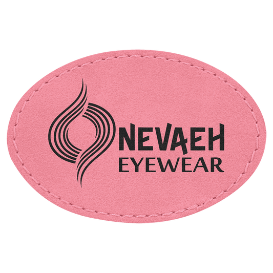 3" x 2" Oval Pink Laserable Leatherette Patch with Adhesive (Sold by Case of 25)
