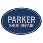 3" x 2" Oval Blue/Silver Laserable Leatherette Patch with Adhesive (Sold by Case of 25)