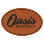 3" x 2" Oval Rawhide Laserable Leatherette Patch with Kota Pro Adhesiive (Sold by Case of 25)