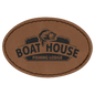 3" x 2" Oval Dark Brown Laserable Leatherette Patch with Kota Pro Adhesive (Sold by Case of 25)