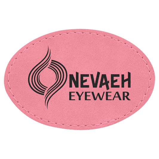 3" x 2" Oval Pink Laserable Leatherette Patch with Kota Pro Adhesive (Sold by Case of 25)