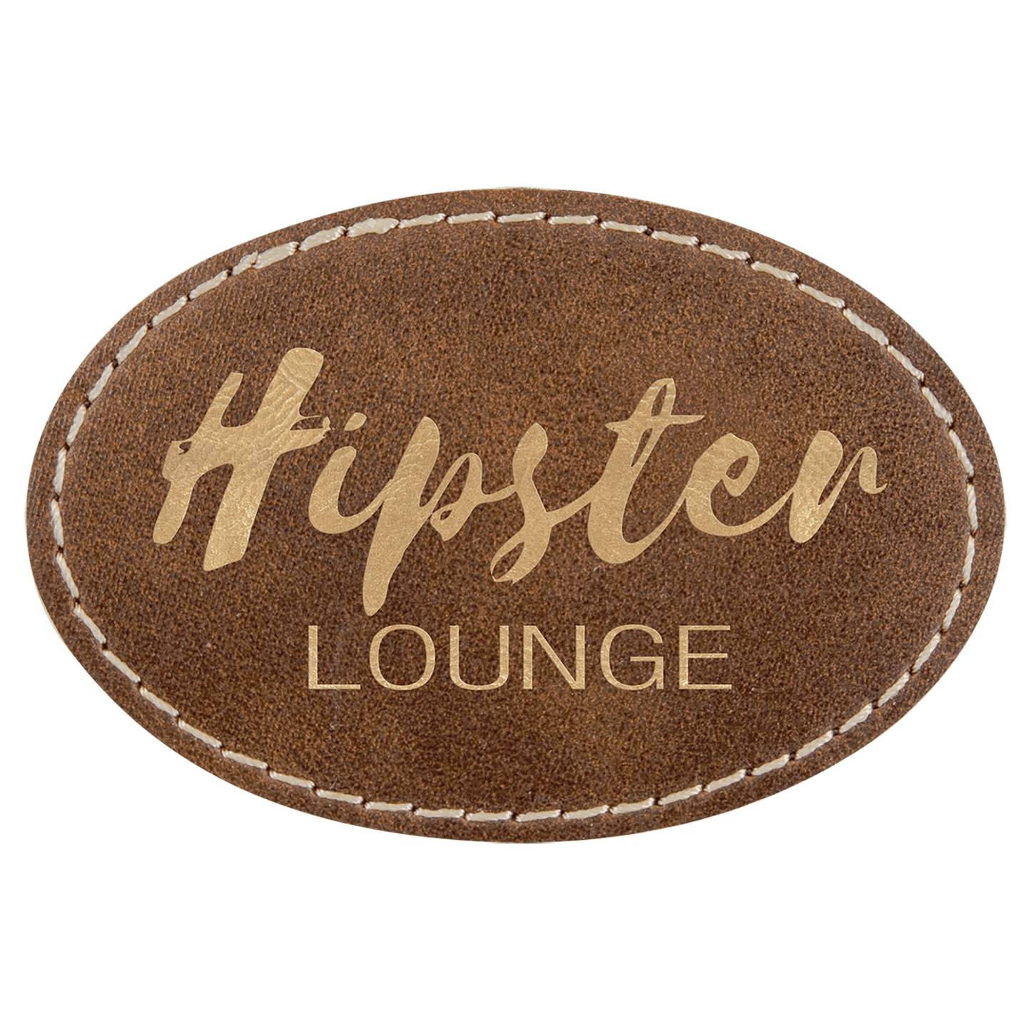 3" x 2" Oval Rustic/Gold Laserable Leatherette Patch with Kota Pro Adhesive (Sold by Case of 25)