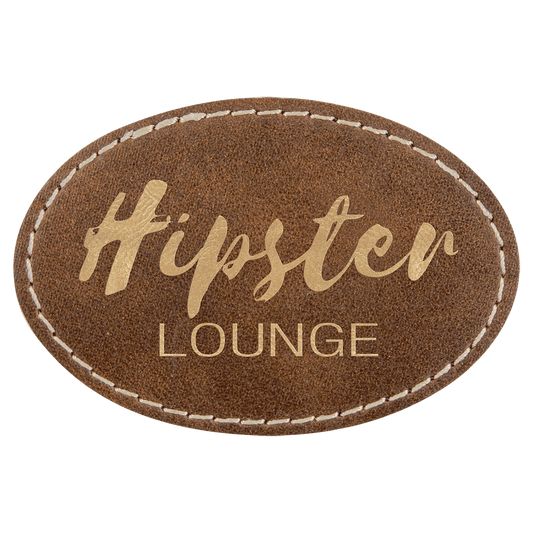 3" x 2" Oval Rustic/Gold Laserable Leatherette Patch with Kota Pro Adhesive (Sold by Case of 25)
