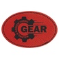3" x 2" Oval Red Laserable Leatherette Patch with Kota Pro Adhesive (Sold by Case of 25)