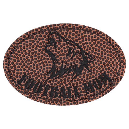 3" x 2" Oval Football Laserable Leatherette Patch with Kota Pro Adhesive (Sold by Case of 25)