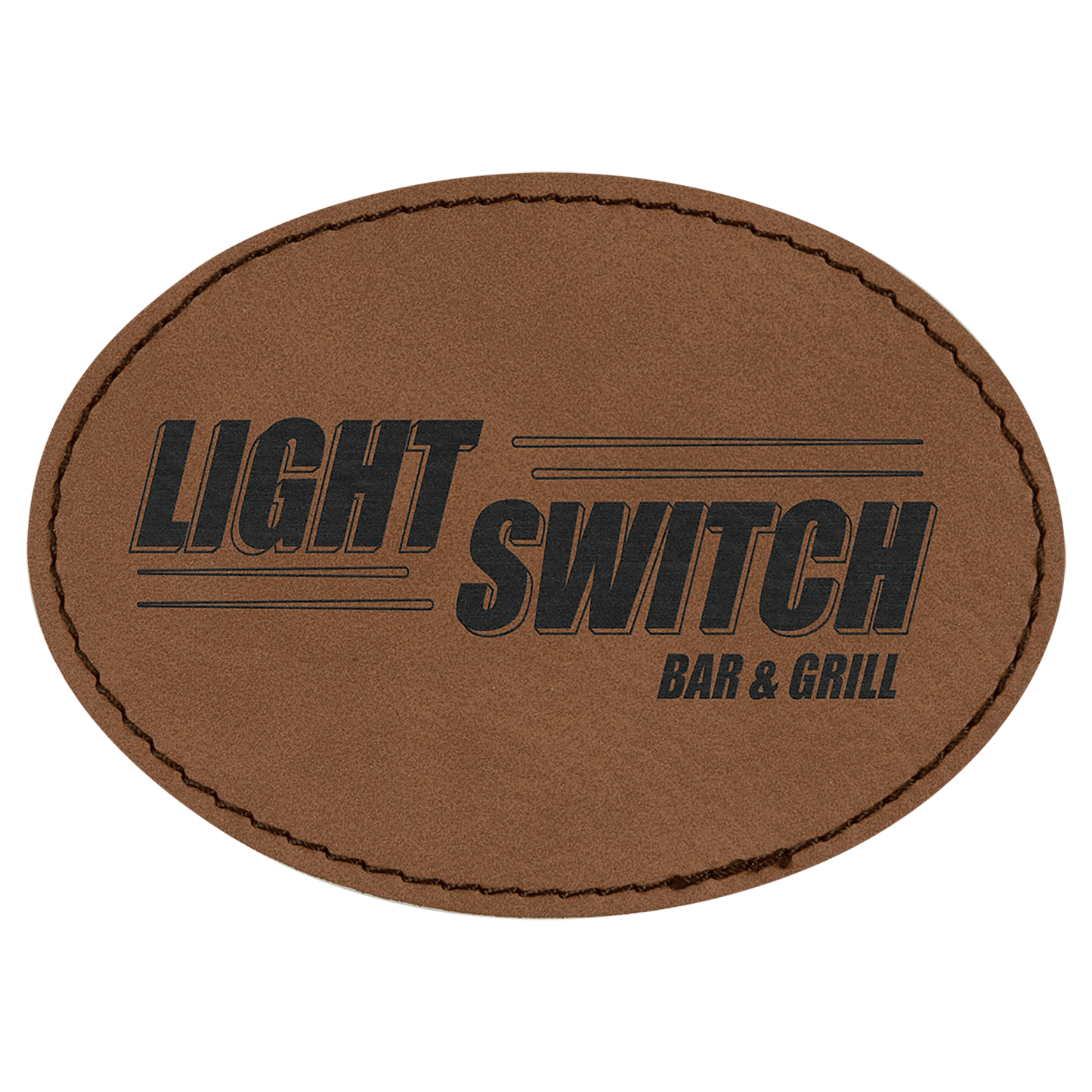 3 1/2" x 2 1/2" Oval Dark Brown Laserable Leatherette Patch with Adhesive (Sold by Case of 25)