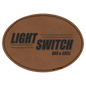 3 1/2" x 2 1/2" Oval Dark Brown Laserable Leatherette Patch with Adhesive (Sold by Case of 25)