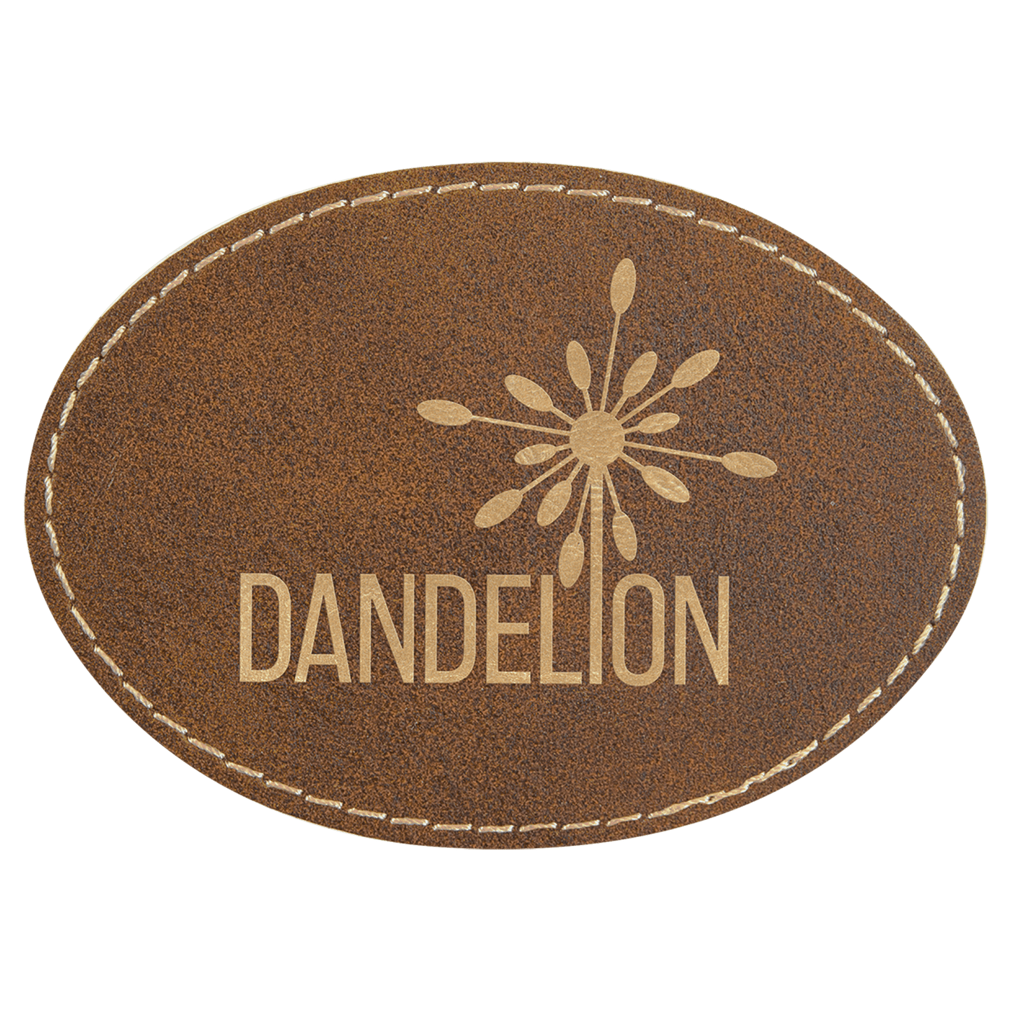 3 1/2" x 2 1/2" Oval Rustic/Gold Laserable Leatherette Patch with Adhesive (Sold by Case of 25)