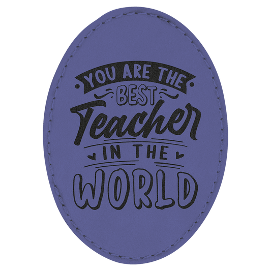 3 1/2" x 2 1/2" Oval Purple Laserable Leatherette Patch with Adhesive (Sold by Case of 25)