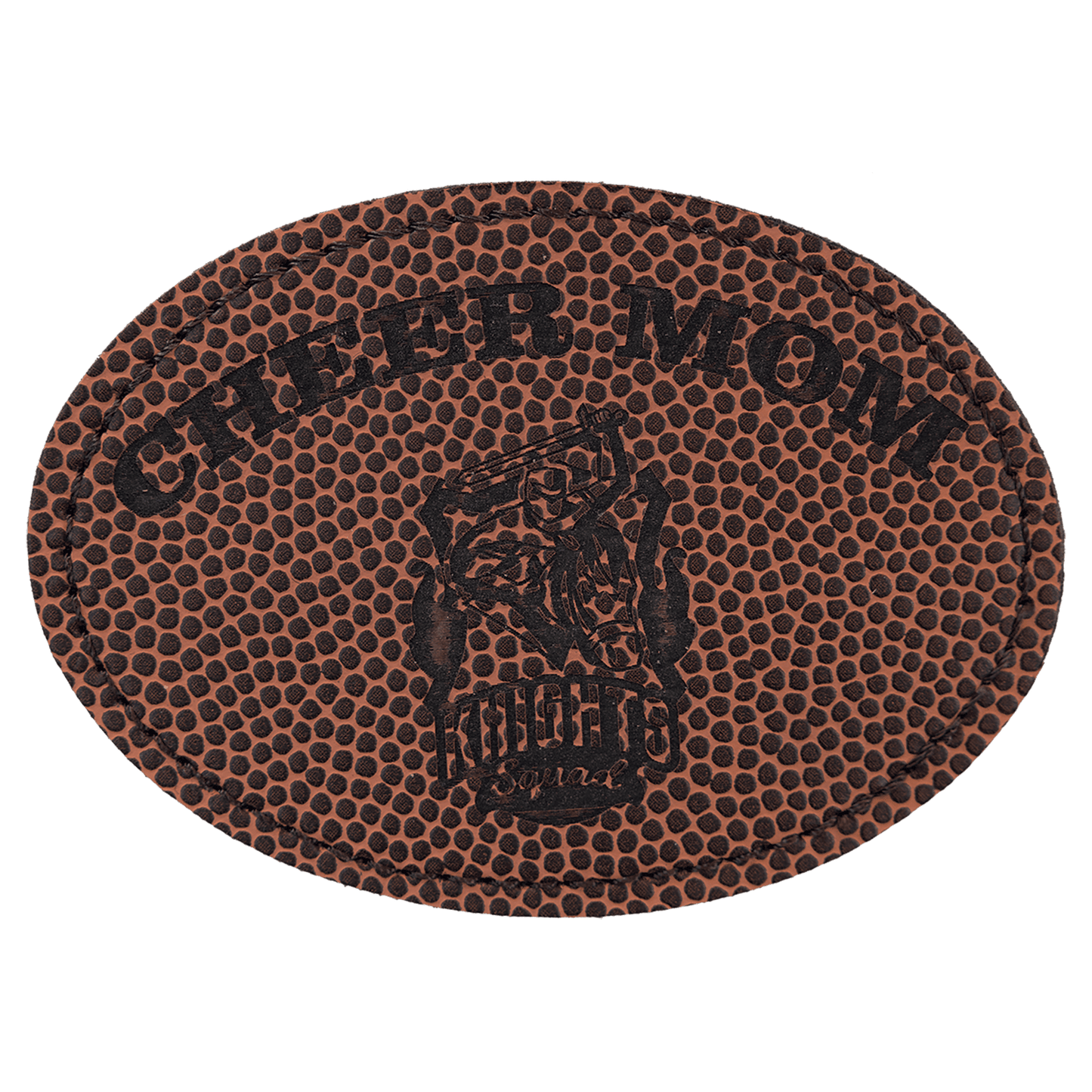 3 1/2" x 2 1/2" Oval Football Laserable Leatherette Patch with Adhesive (Sold by Case of 25)
