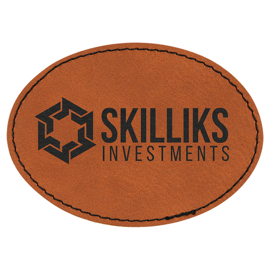 3 1/2" x 2 1/2" Oval Rawhide Laserable Leatherette Patch with Kota Pro Adhesive (Sold by Case of 25)