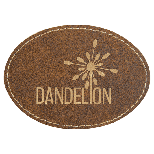 3 1/2" x 2 1/2" Oval Rustic/Gold Laserable Leatherette Patch with Kota Pro Adhesive (Sold by Case of 25)