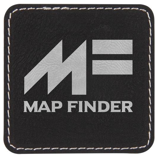 2 1/2" x 2 1/2" Square Black/Silver Laserable Leatherette Patch with Adhesive (Sold by Case of 25)
