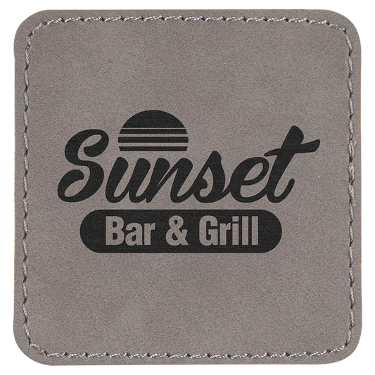 2 1/2" x 2 1/2" Square Gray Laserable Leatherette Patch with Adhesive (Sold by Case of 25)