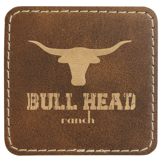 2 1/2" x 2 1/2" Rustic/Gold Laserable Leatherette Patch with Adhesive (Sold by Case of 25)