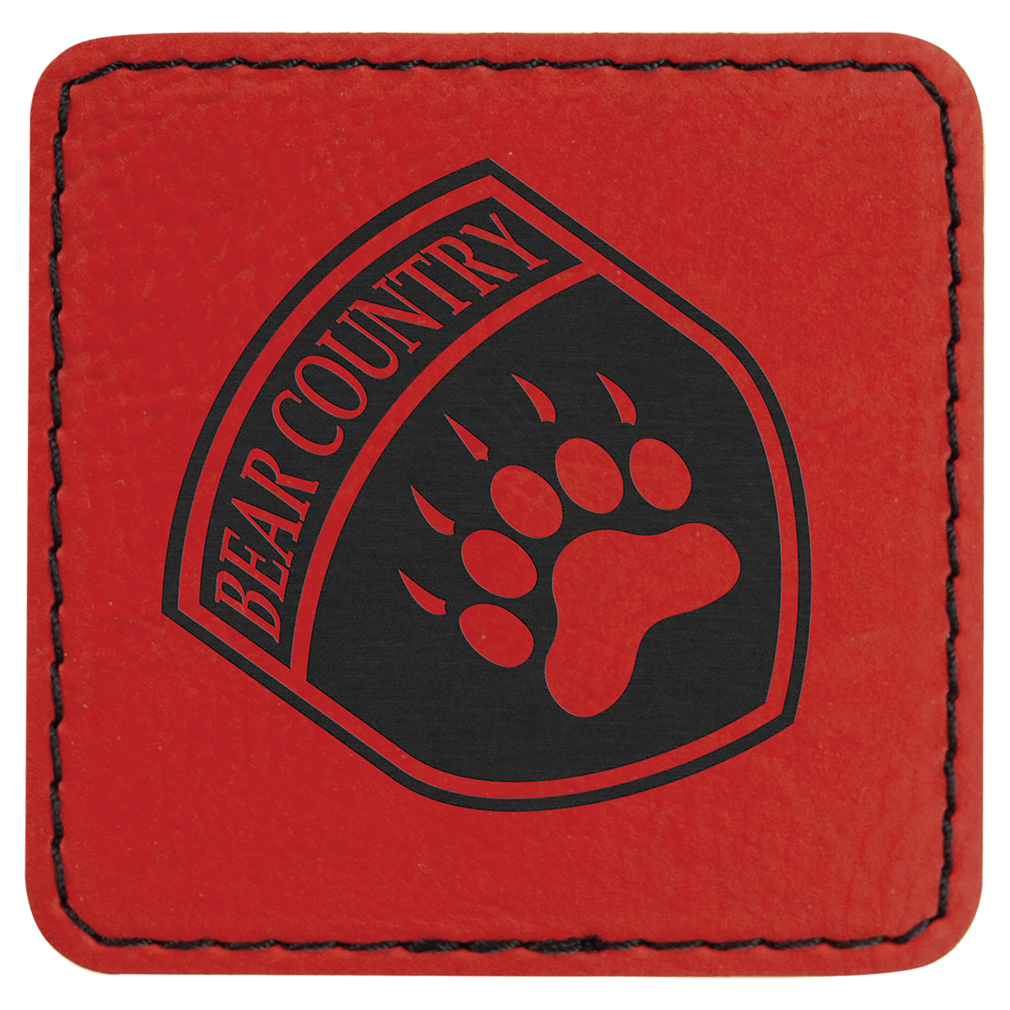 2 1/2" x 2 1/2" Red Laserable Leatherette Patch with Adhesive (Sold by Case of 25)