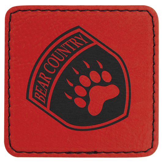2 1/2" x 2 1/2" Red Laserable Leatherette Patch with Adhesive (Sold by Case of 25)