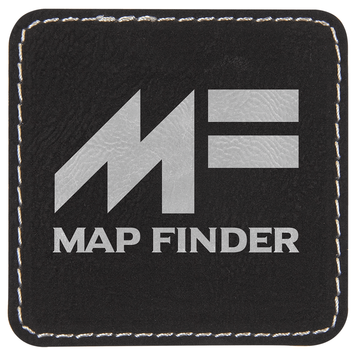 2 1/2" x 2 1/2" Square Black/Silver Laserable Leatherette Patch with Kota Pro Adhesive (Sold by Case of 25)