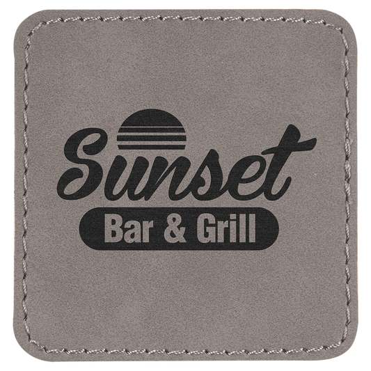 2 1/2" x 2 1/2" Square Gray Laserable Leatherette Patch with Kota Pro Adhesive (Sold by Case of 25)