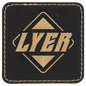 2 1/2" x 2 1/2" Square Black/Gold Laserable Leatherette Patch with Kota ProAdhesive (Sold by Case of 25)