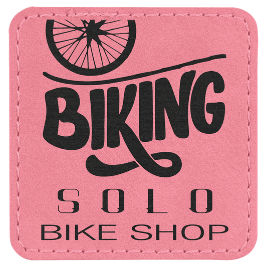 2 1/2" x 2 1/2" Square Pink Laserable Leatherette Patch with Kota Pro Adhesive (Sold by Case of 25)