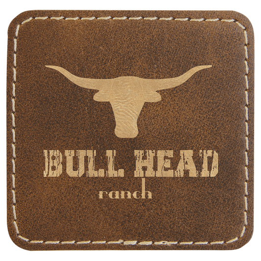 2 1/2" x 2 1/2" Square Rustic/Gold Laserable Leatherette Patch with Kota Pro Adhesive (Sold by Case of 25)