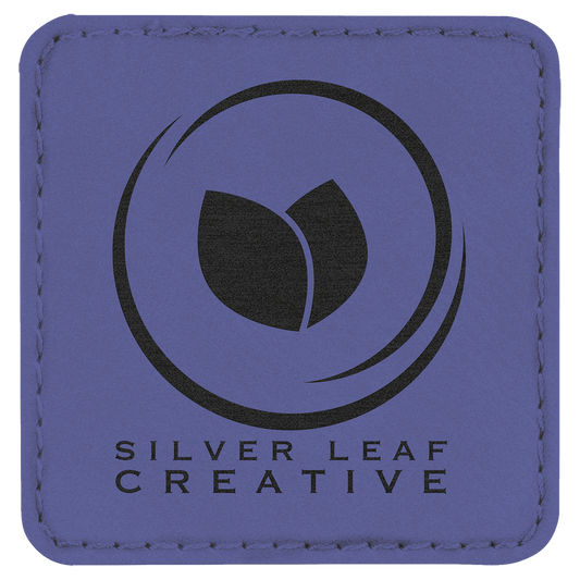 2 1/2" x 2 1/2" Square Purple Laserable Leatherette Patch with Kota Pro Adhesive (Sold by Case of 25)