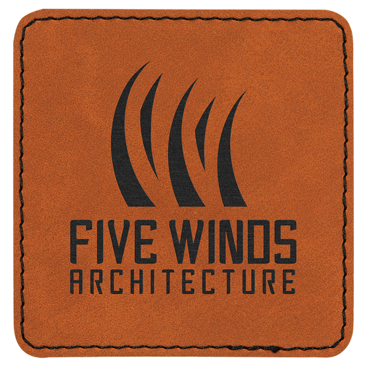 3" x 3" Square Rawhide Laserable Leatherette Patch with Adhesive (Sold by Case of 25)