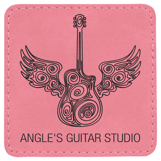 3" x 3" Square Pink Laserable Leatherette Patch with Adhesive (Sold by Case of 25)