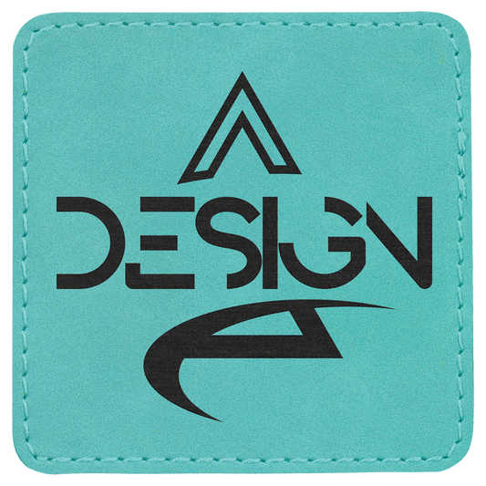 3" x 3" Square Teal Laserable Leatherette Patch with Adhesive (Sold by Case of 25)