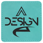 3" x 3" Square Teal Laserable Leatherette Patch with Adhesive (Sold by Case of 25)