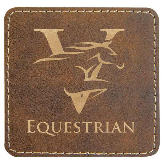 3" x 3" Square Rustic/Gold Laserable Leatherette Patch with Adhesive (Sold by Case of 25)
