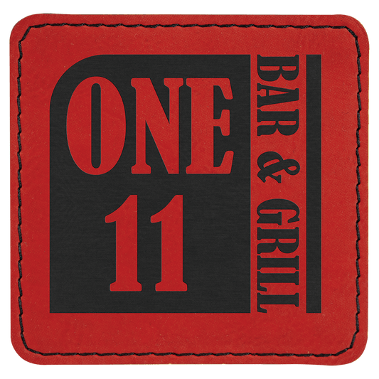 3" x 3" Square Red Laserable Leatherette Patch with Adhesive (Sold by Case of 25)