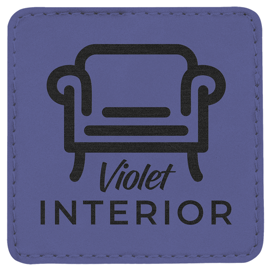 3" x 3" Square Purple Laserable Leatherette Patch with Adhesive (Sold by Case of 25)