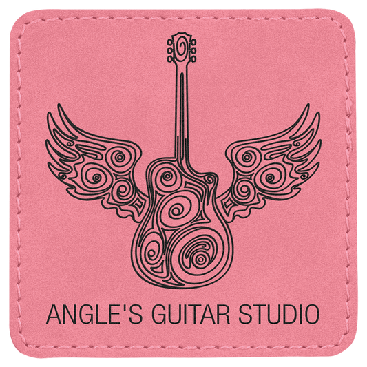 3" x 3" Square Pink Laserable Leatherette Patch with Kota Pro Adhesiv      e (Sold by Case of 25)