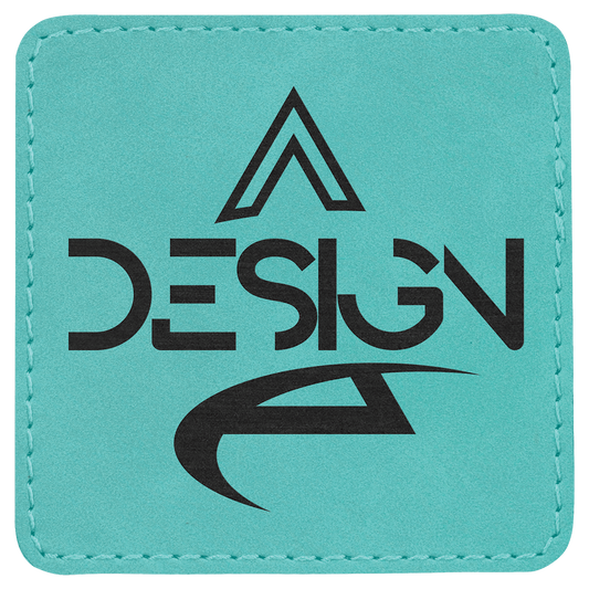 3" x 3" Square Teal Laserable Leatherette Patch with Kota Pro Adhesive (Sold by Case of 25)