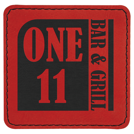 3" x 3" Square Red Laserable Leatherette Patch with Kota Pro Adhesive (Sold by Case of 25)