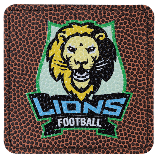 3" x 3" Square Football Laserable Leatherette Patch with Kota Pro Adhesive (Sold by Case of 25)