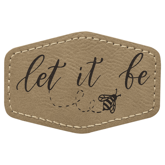 3" x 2" Hex Light Brown Laserable Leatherette Patch with Kota Pro Adhesive (Sold by Case of 25)