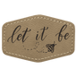 3" x 2" Hex Light Brown Laserable Leatherette Patch with Kota Pro Adhesive (Sold by Case of 25)