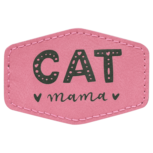 3" x 2" Hex Pink Laserable Leatherette Patch with Kota Pro Adhesive (Sold by Case of 25)
