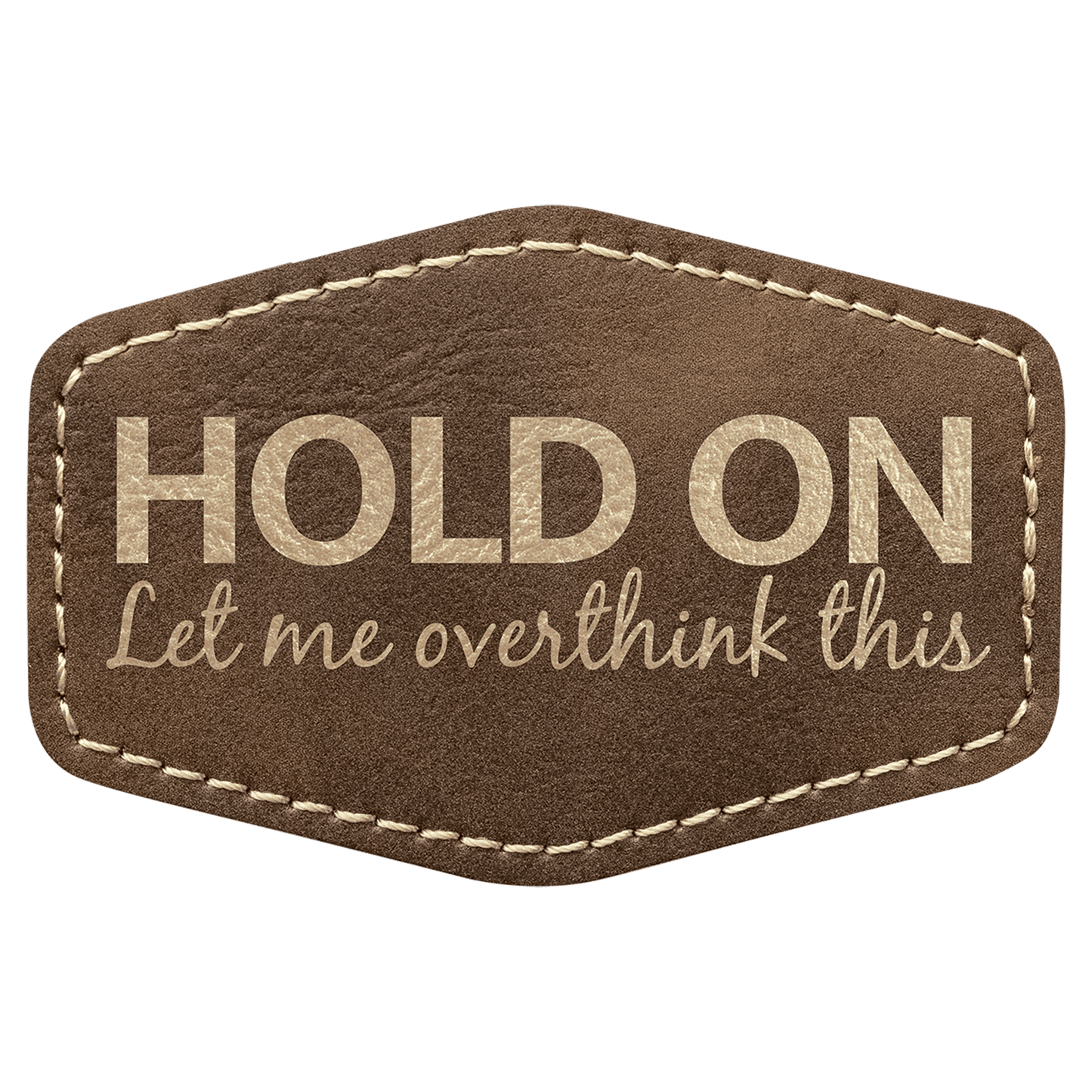 3" x 2" Hex Rustic/Gold Laserable Leatherette Patch with Kota Pro Adhesive (Sold by Case of 25)