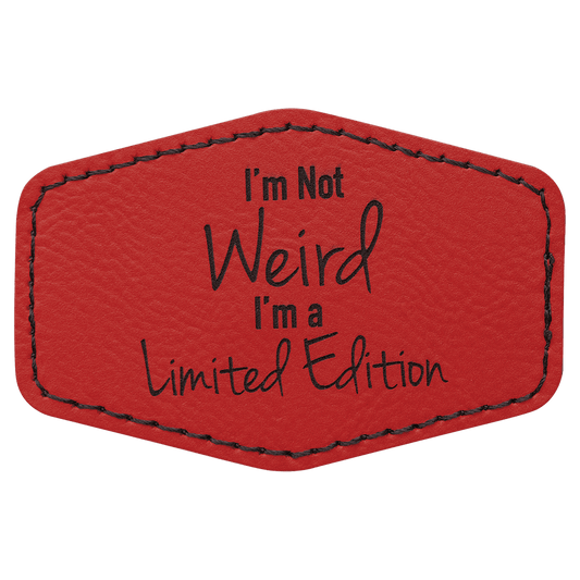 3" x 2" Hex Red/Black Laserable Leatherette Patch with Kota Pro Adhesive (Sold by Case of 25)