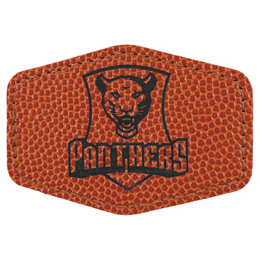 3" x 2" Hex Basketball Laserable Leatherette Patch with Kota Pro Adhesive (Sold by Case of 25)