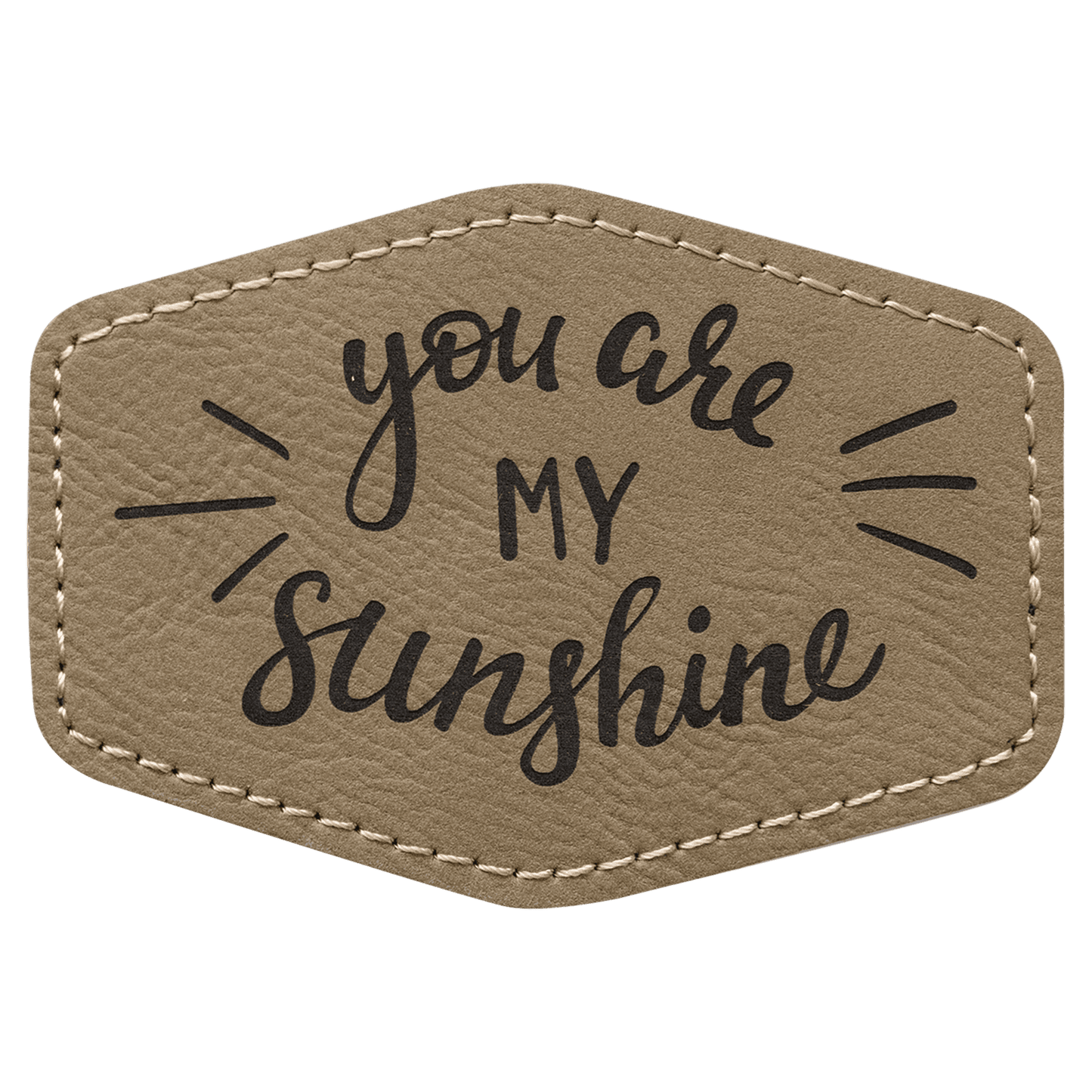 3 1/2" x 2 1/2" Hex Light Brown Laserable Leatherette Patch with Kota Pro Adhesive (Sold by Case of 25)