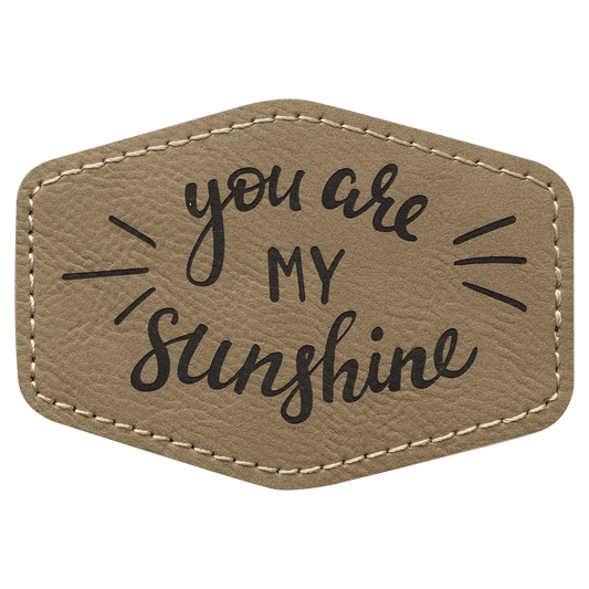 3 1/2" x 2 1/2" Hex Light Brown Laserable Leatherette Patch with Kota Pro Adhesive (Sold by Case of 25)