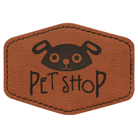 3 1/2" x 2 1/2" Hex Rawhide Laserable Leatherette Patch with Kota Pro Adhesive (Sold by Case of 25)