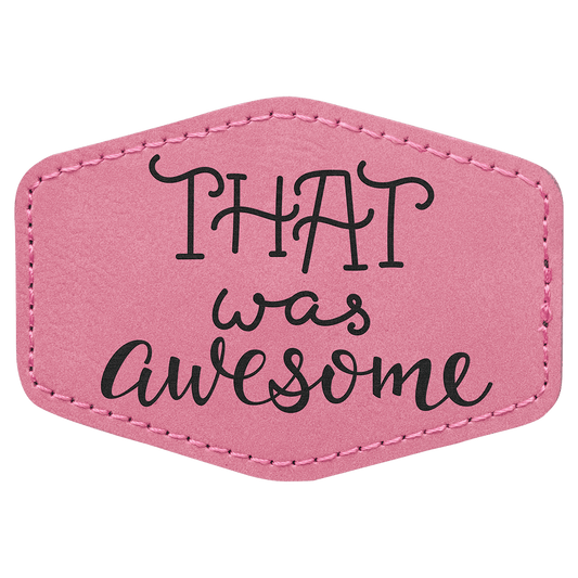 3 1/2" x 2 1/2" Hex Pink Laserable Leatherette Patch with Kota Pro Adhesive (Sold by Case of 25)
