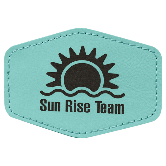 3 1/2" x 2 1/2" Hex Teal Laserable Leatherette Patch with Kota Pro Adhesive (Sold by Case of 25)
